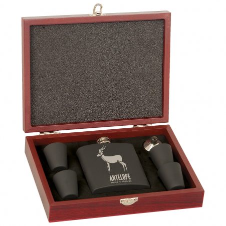 Stainless Steel Flask Gift Set (Black)