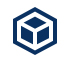 Blue hexagon outline with a blue 3D cube in the center on a white background.