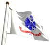 The image shows Import placeholder for 1144 on a flagpole, with a blue emblem and a red scroll featuring text.