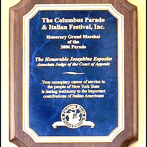 The Import placeholder for 1162 honors Josephine Esposito as the 2006 Columbus Parade Grand Marshal for NY State service.