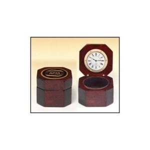 Product Import placeholder for 1177: Hexagonal wooden box, closed on left, open on right shows a small clock inside.