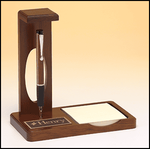 Import placeholder for 1179: Desk organizer with pen holder, sticky note section, and a nameplate labeled "Henry.