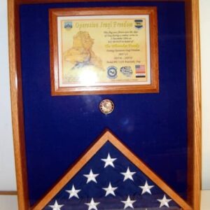 Import placeholder for 1185 includes a folded American flag, certificate, and military challenge coin in a shadow box.