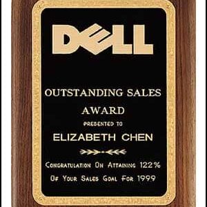 An Import placeholder for 1441 plaque reads "Outstanding Sales Award presented to Elizabeth Chen for 122% of 1999 goal.