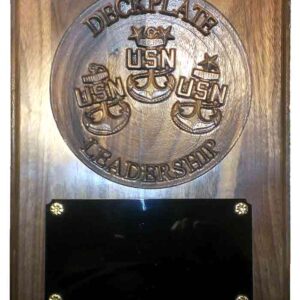 Import placeholder for 1523 features three USN anchors, "Deckplate Leadership" text, and a blank black name plate below.