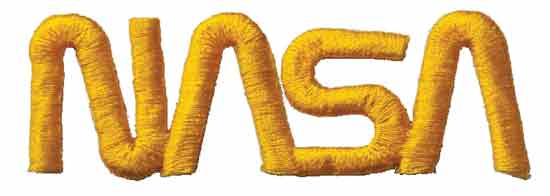 Yellow embroidered "NASA" text stands out in a rounded font on the Custom Patch's plain white background.